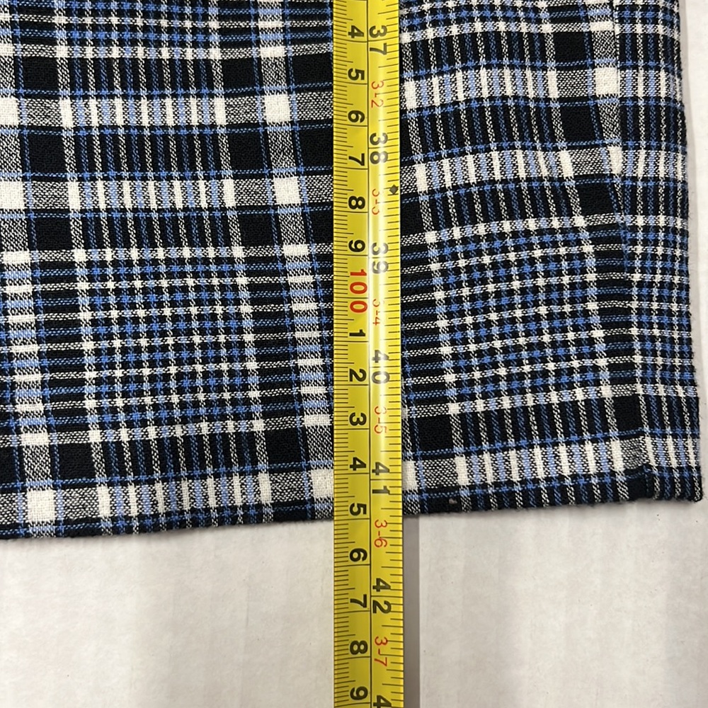Basque Womens Midi Dress Blue Black plaid Size 10 Cap Sleeves Cotton Blend NWT - Picture 12 of 15